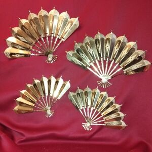 Elegant Gold Fan Set / Home Interior / Metal / Two Sizes